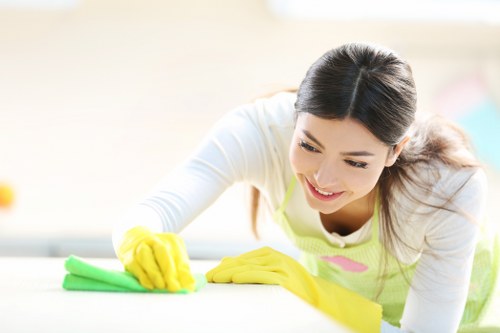 Professional cleaners sanitising high-touch office surfaces in Haringey
