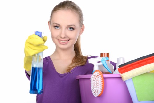 Cleaner in Haringey performing deep cleaning in a modern kitchen