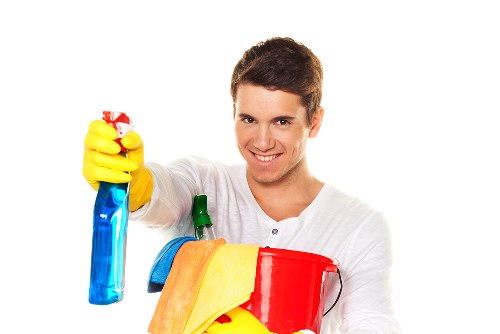 Emergency-ready carpet cleaning work area with equipment safely positioned